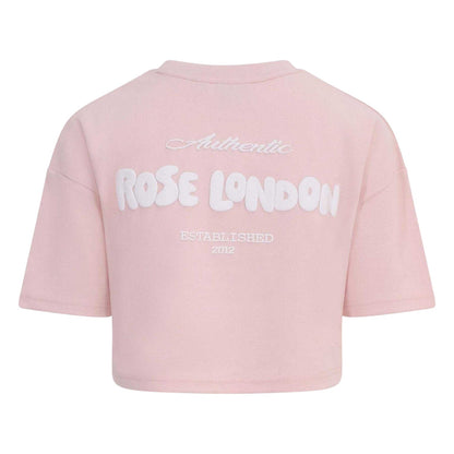 Pink - Back - Rose London Girls Authentic Crop T-Shirt