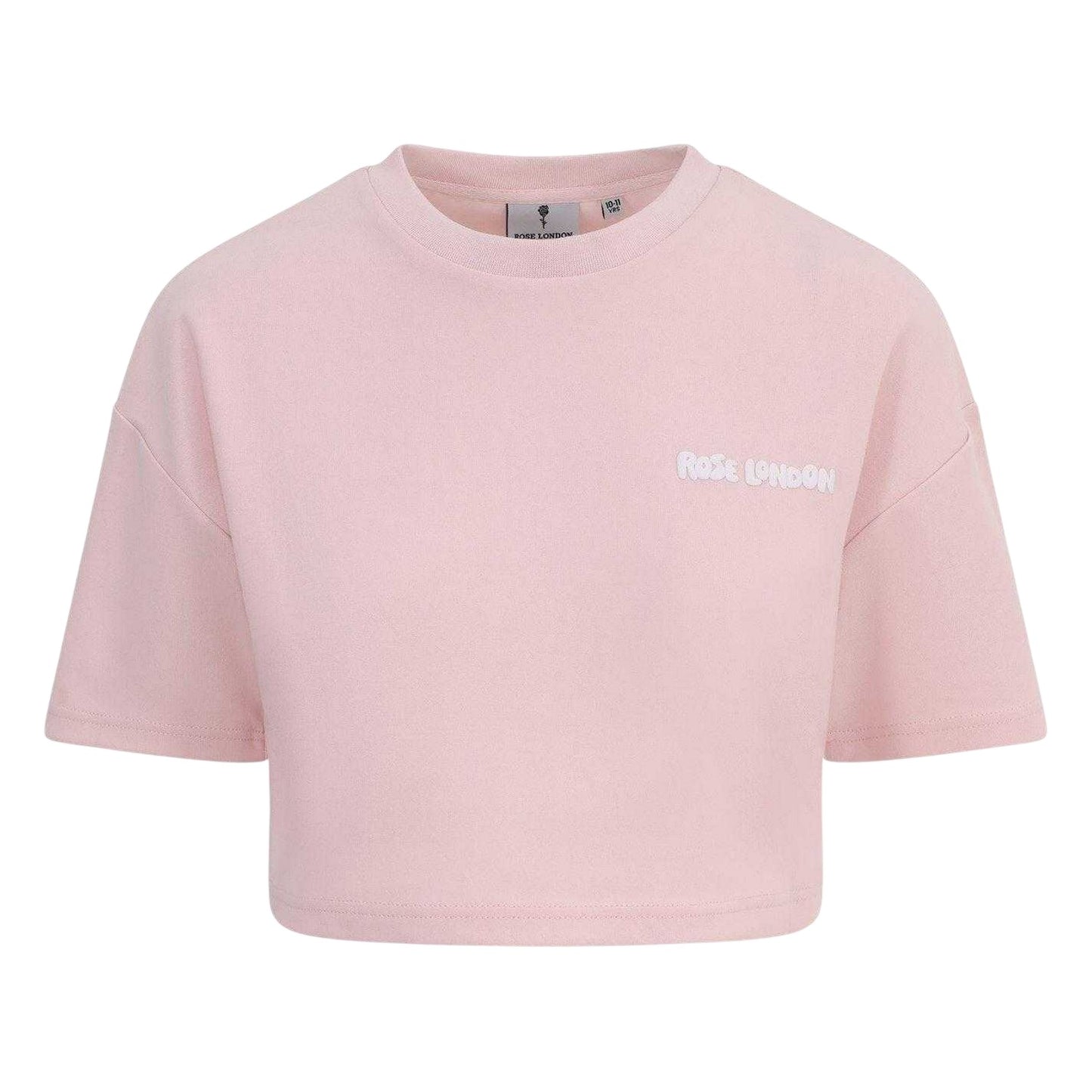 Pink - Front - Rose London Girls Authentic Crop T-Shirt