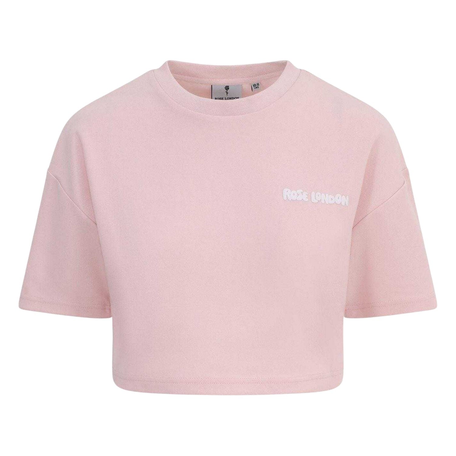 Pink - Front - Rose London Girls Authentic Crop T-Shirt