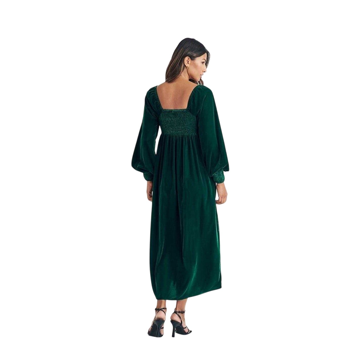 Green - Back - Nobody´s Child Womens-Ladies Kylie Velvet Shirred Midi Dress