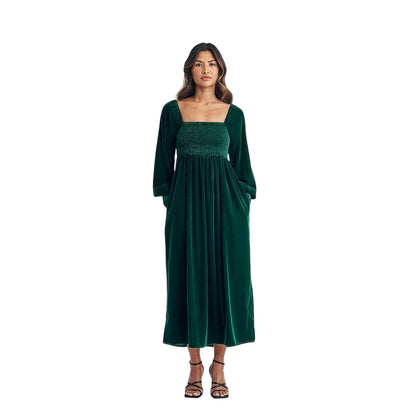 Green - Front - Nobody´s Child Womens-Ladies Kylie Velvet Shirred Midi Dress