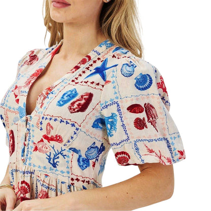 Cream-Multicoloured - Lifestyle - Nobody´s Child Womens-Ladies Starlight Shell Print Lyocell Mini Dress