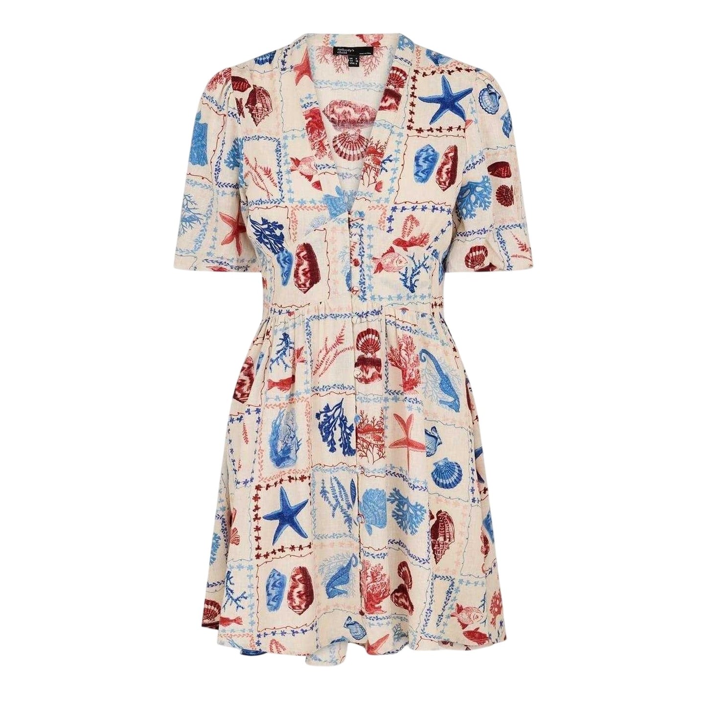 Cream-Multicoloured - Front - Nobody´s Child Womens-Ladies Starlight Shell Print Lyocell Mini Dress