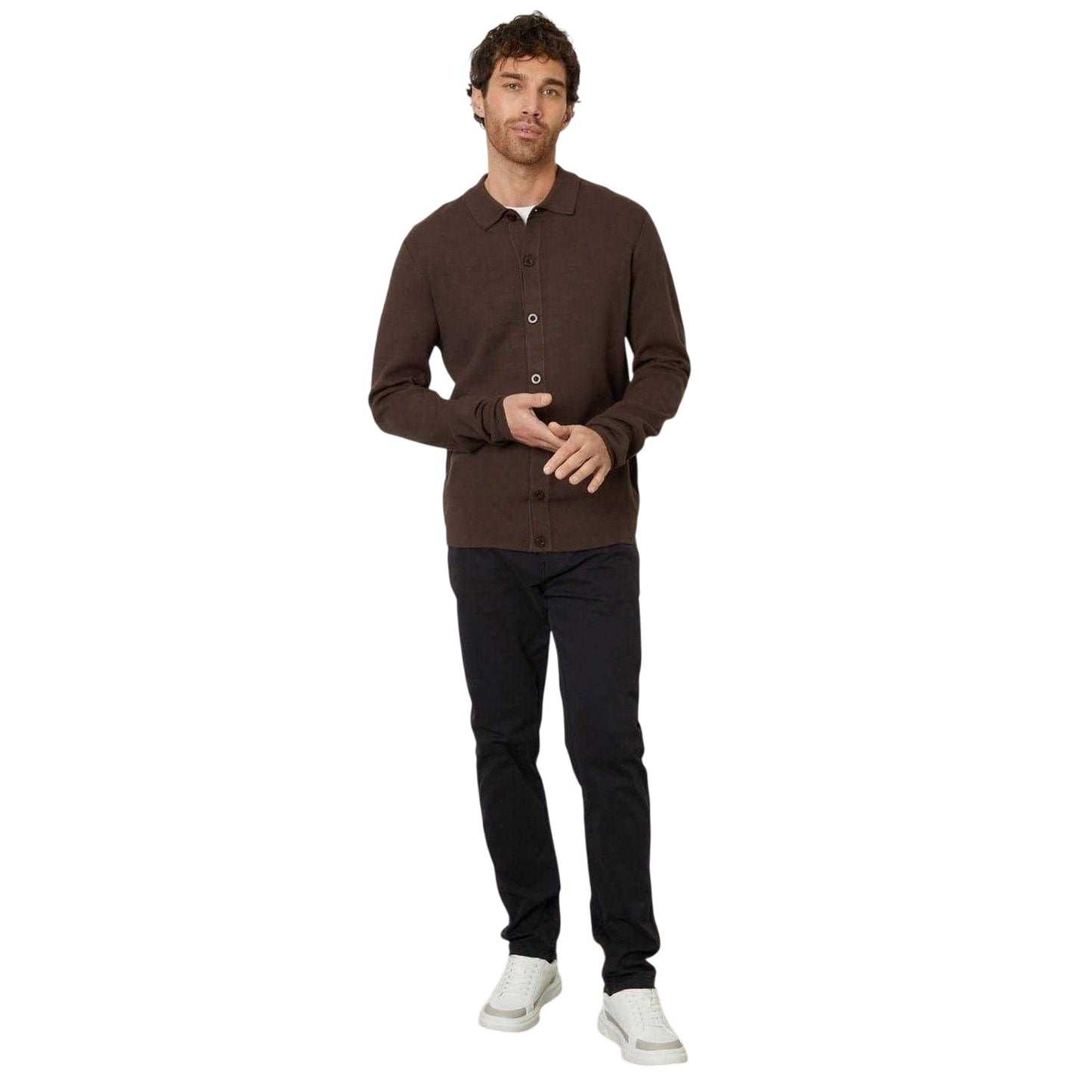 Java Brown - Lifestyle - Threadbare Mens Knitted Regular Button-Down Shirt