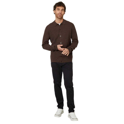 Java Brown - Lifestyle - Threadbare Mens Knitted Regular Button-Down Shirt