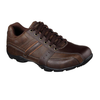 Brown - Back - Skechers Mens Marter Leather Casual Shoes