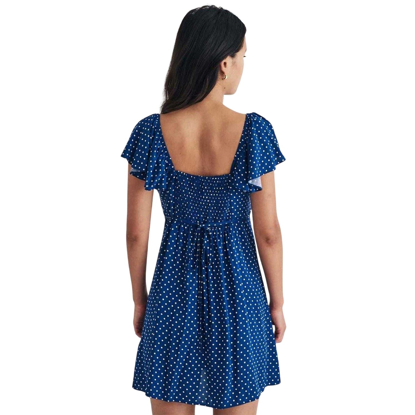 Blue - Back - Nobody´s Child Womens-Ladies Elise Polka Dot Lenzing Ecovero Flutter Mini Dress