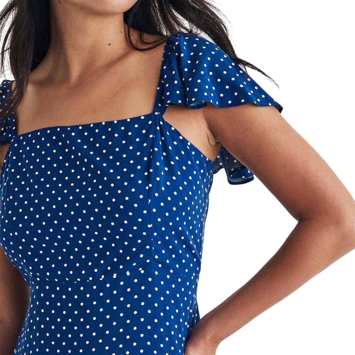 Blue - Side - Nobody´s Child Womens-Ladies Elise Polka Dot Lenzing Ecovero Flutter Mini Dress