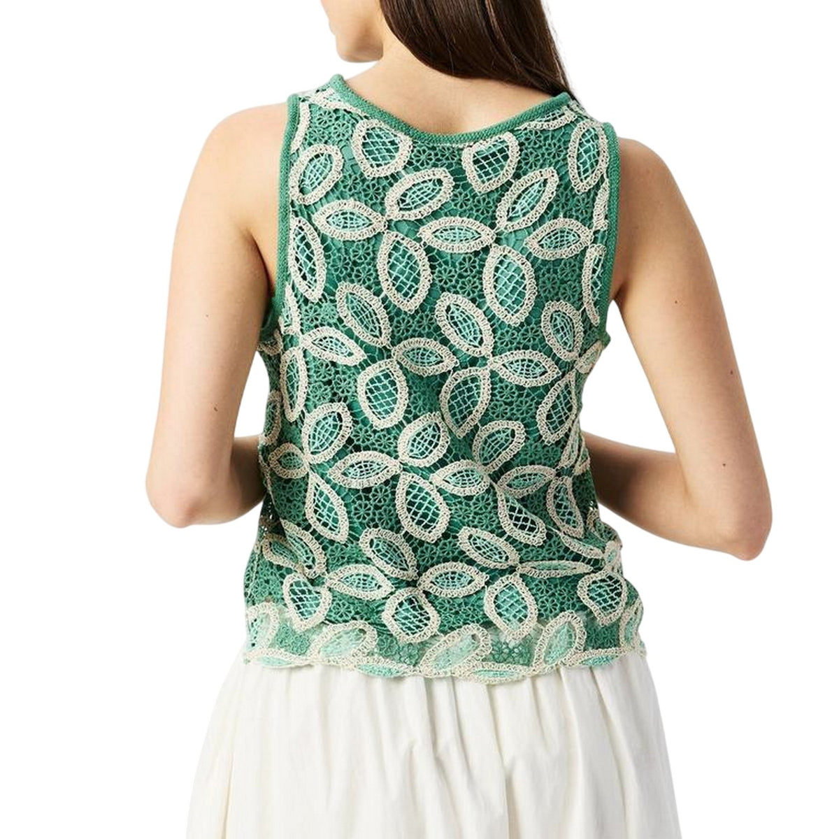Birch - Back - Vero Moda Womens-Ladies Lace Crew Neck Sleeveless Blouse