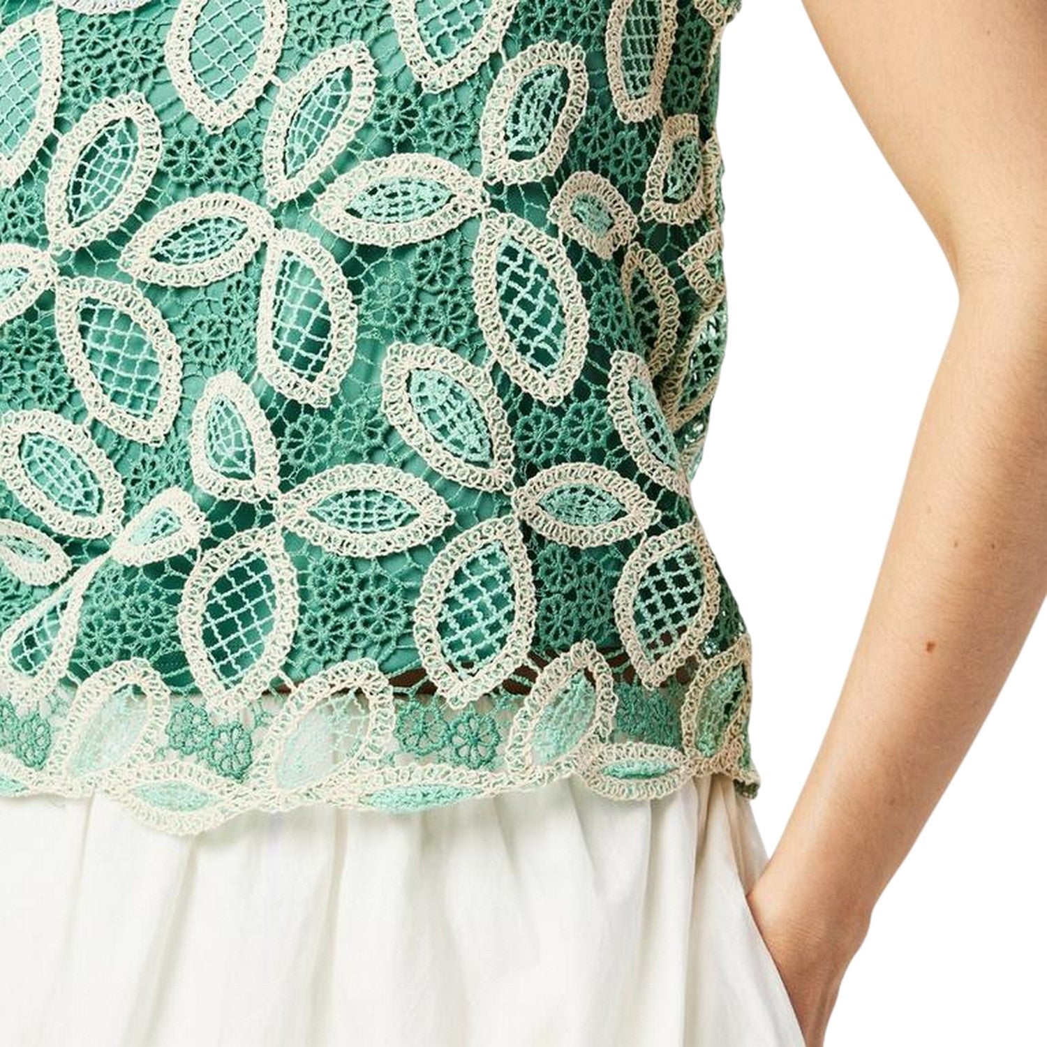 Birch - Side - Vero Moda Womens-Ladies Lace Crew Neck Sleeveless Blouse
