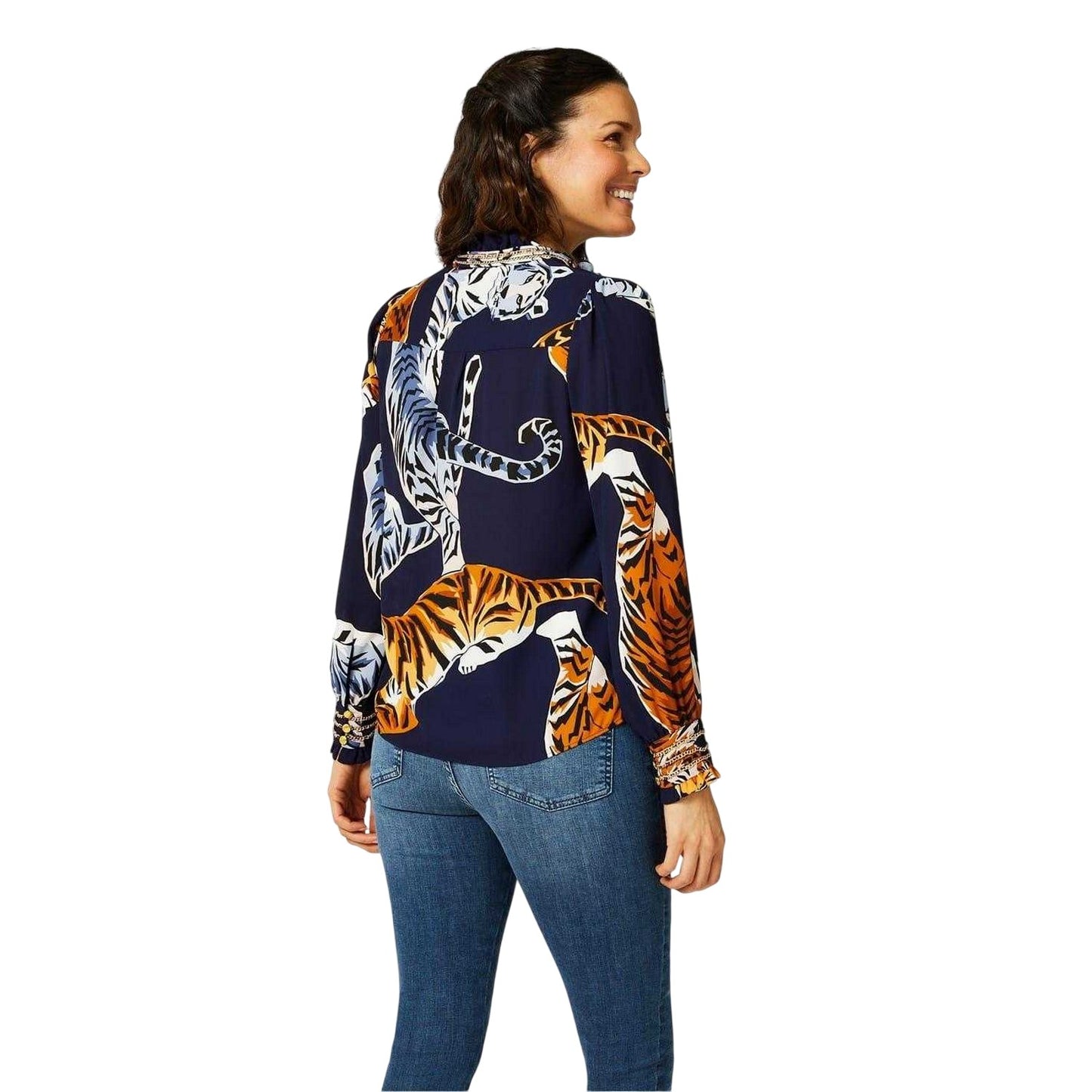 Multicoloured - Back - Biba Womens-Ladies Tiger Long-Sleeved Blouse
