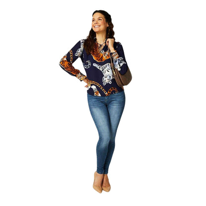 Multicoloured - Lifestyle - Biba Womens-Ladies Tiger Long-Sleeved Blouse
