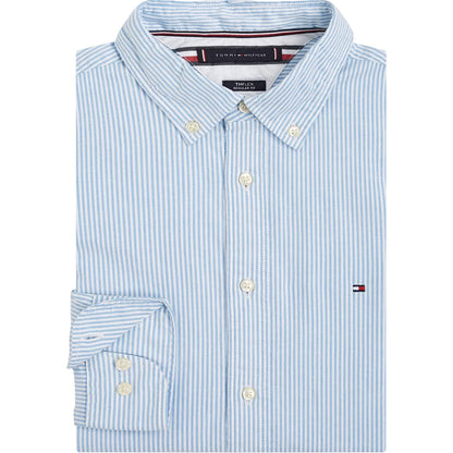 Blue - Side - Tommy Hilfiger Mens 1985 Striped Flex Button-Down Shirt