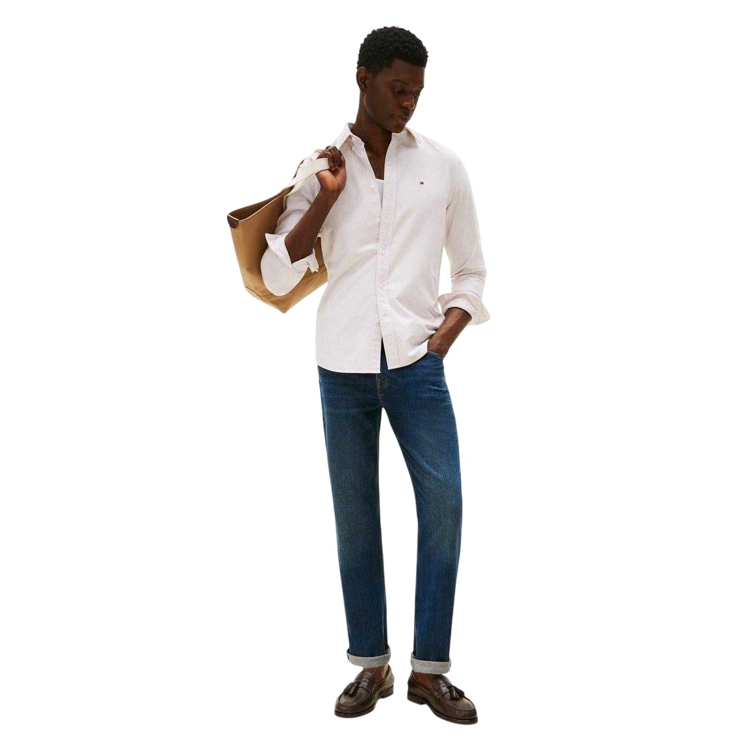 Safari - Side - Tommy Hilfiger Mens 1985 Striped Flex Button-Down Shirt