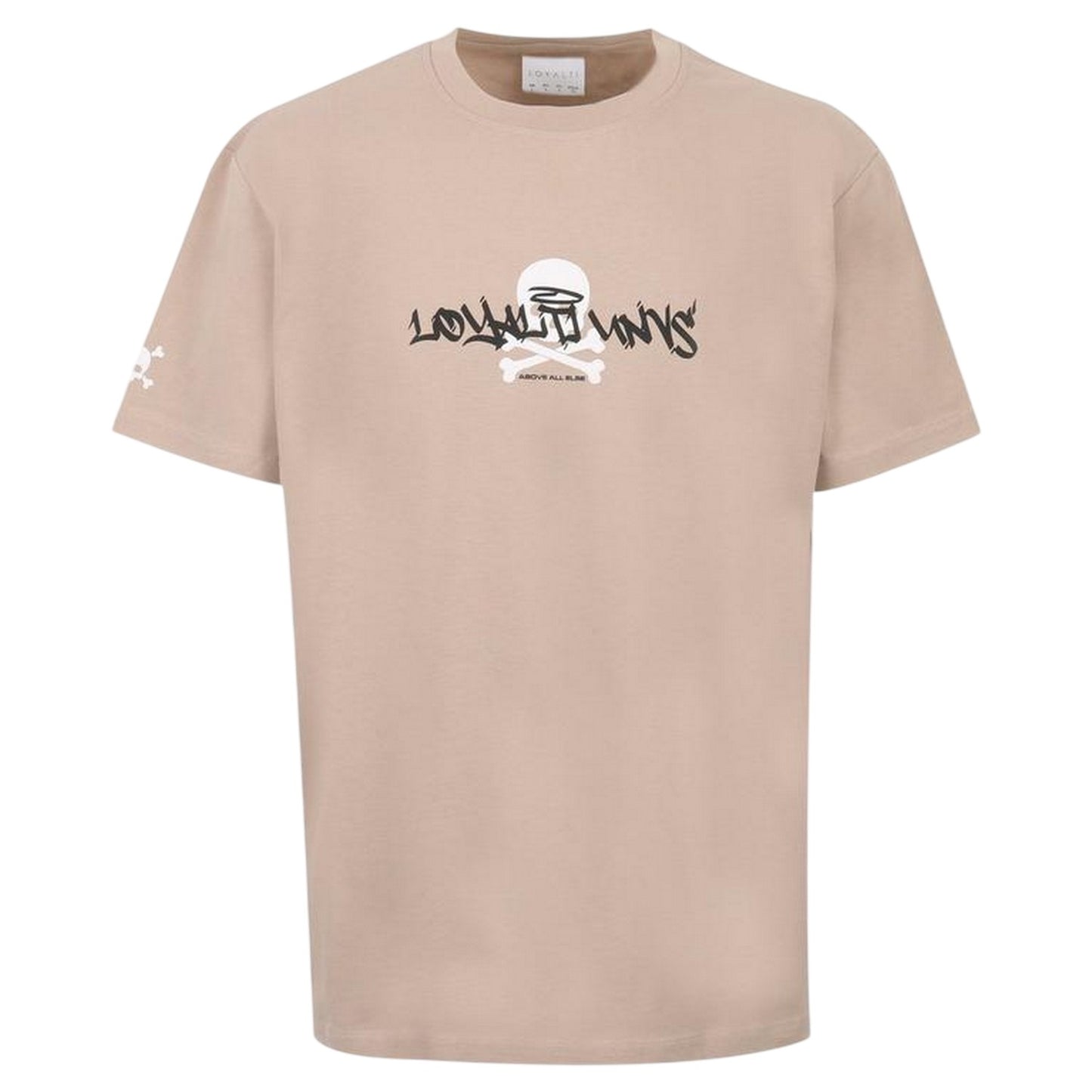 Cream - Front - Loyalti Mens Camo Skull Crew Neck T-Shirt