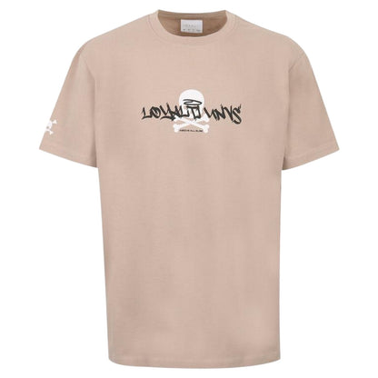 Cream - Front - Loyalti Mens Camo Skull Crew Neck T-Shirt