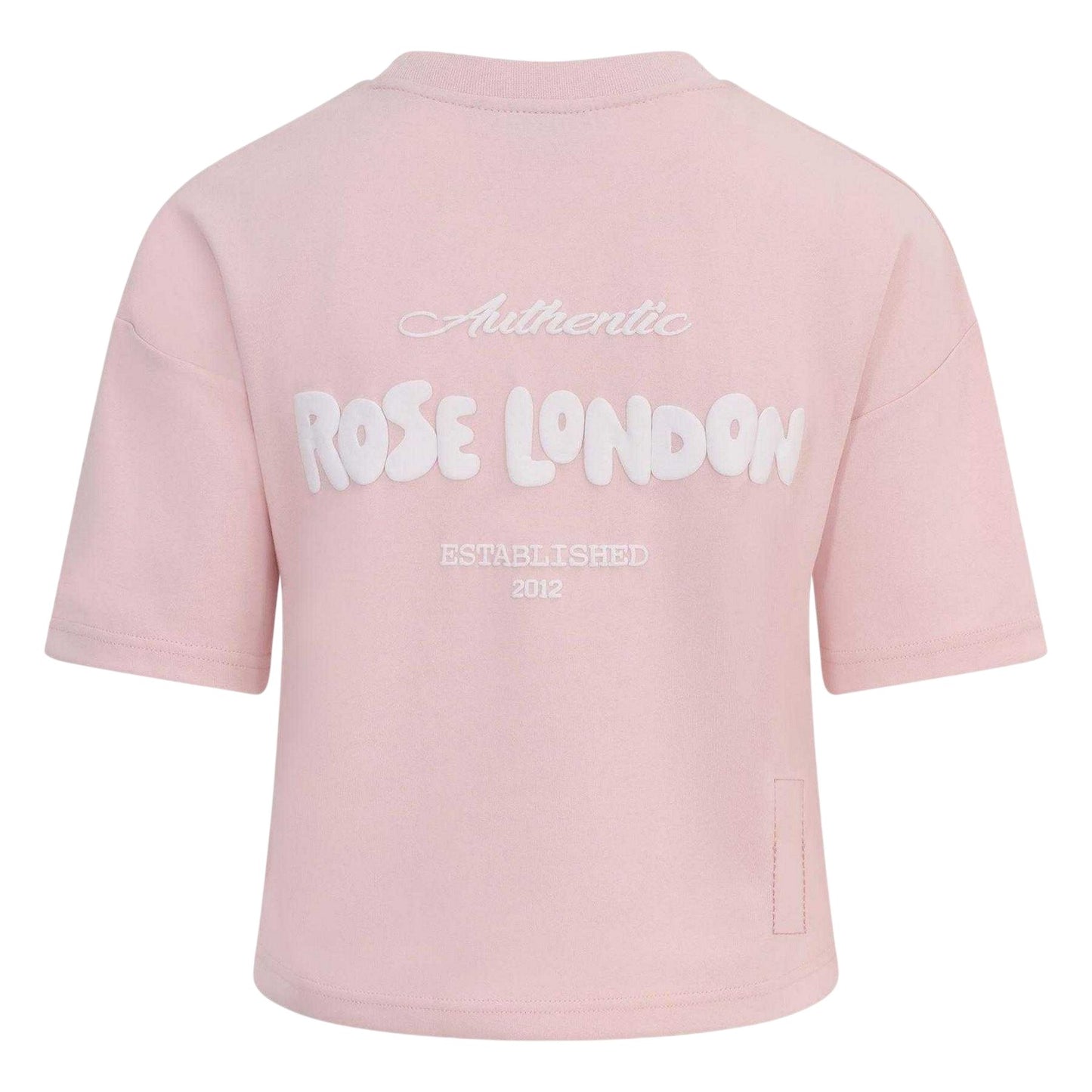 Pink - Back - Rose London Girls Authentic Logo Cropped T-Shirt