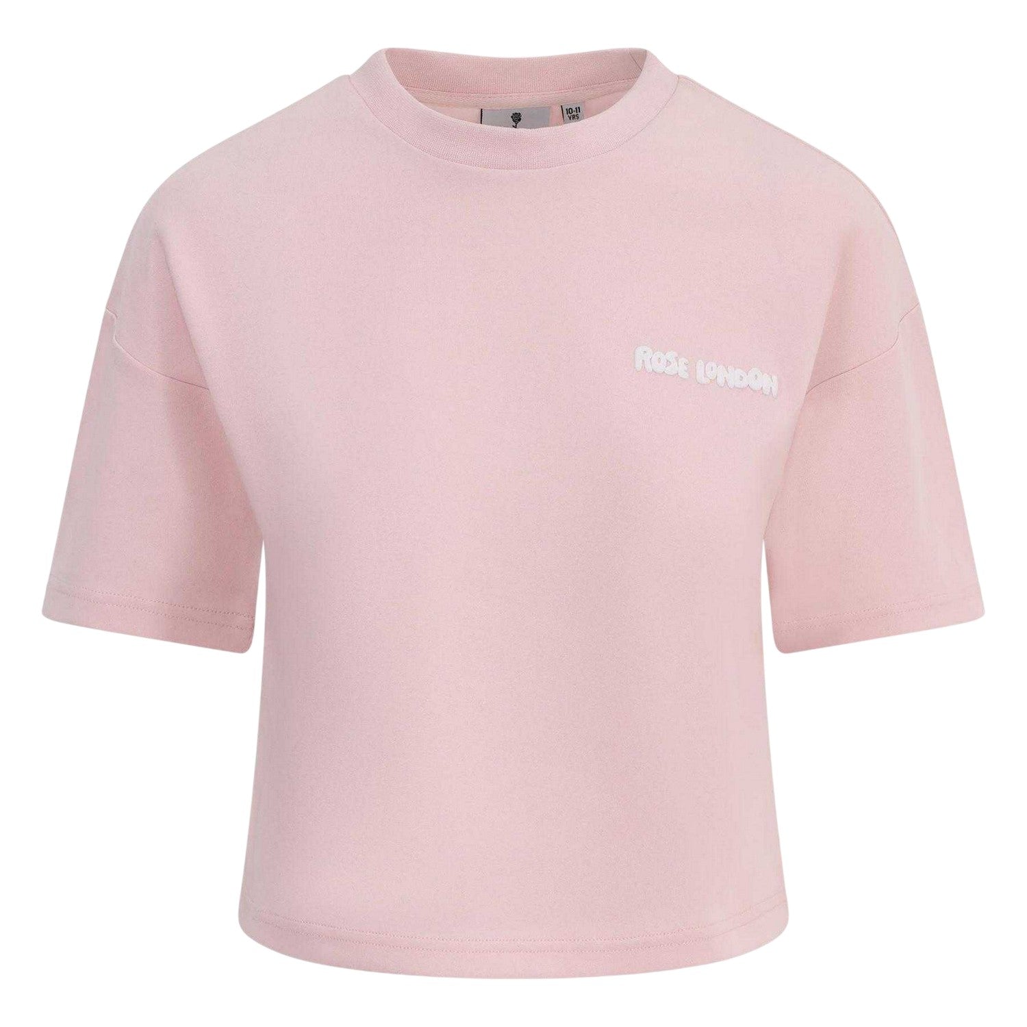 Pink - Front - Rose London Girls Authentic Logo Cropped T-Shirt