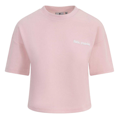 Pink - Front - Rose London Girls Authentic Logo Cropped T-Shirt
