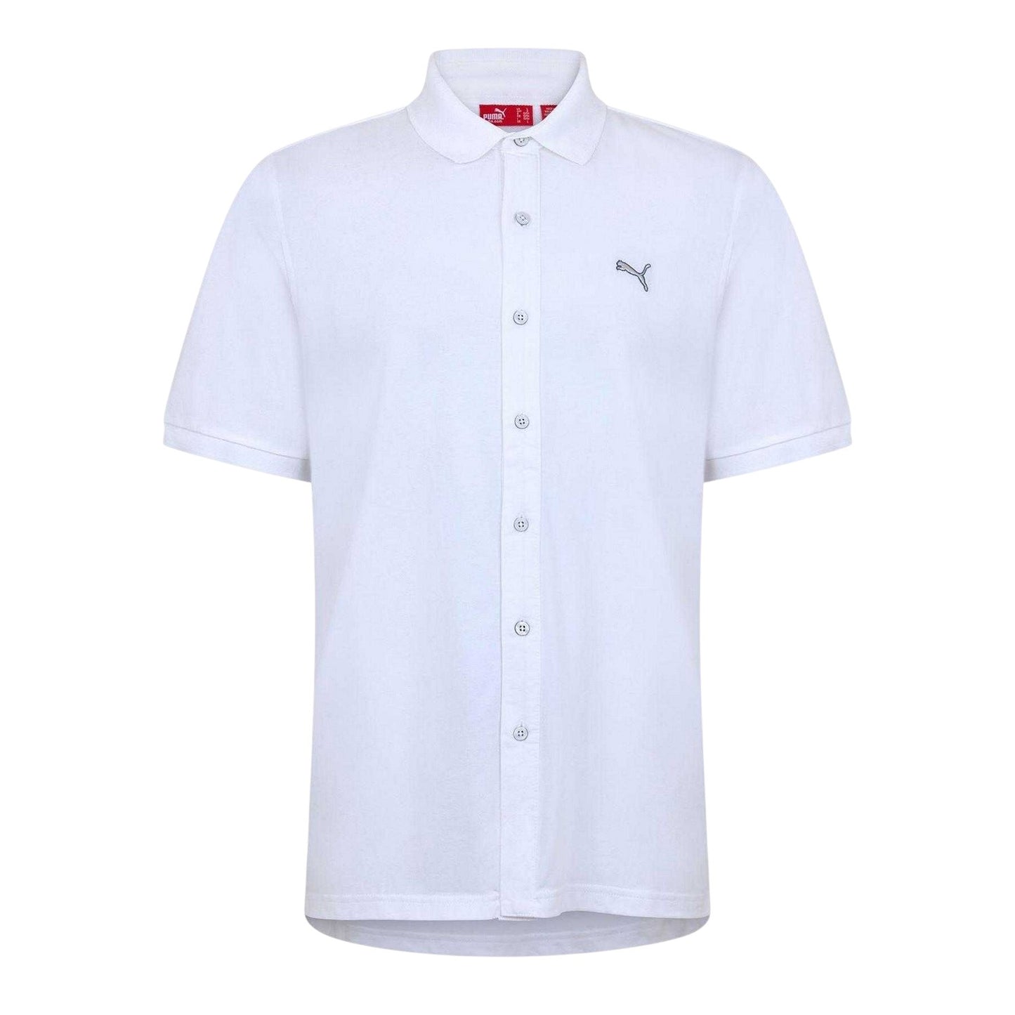 White - Front - Puma Mens Performance Short-Sleeved Button-Down Shirt