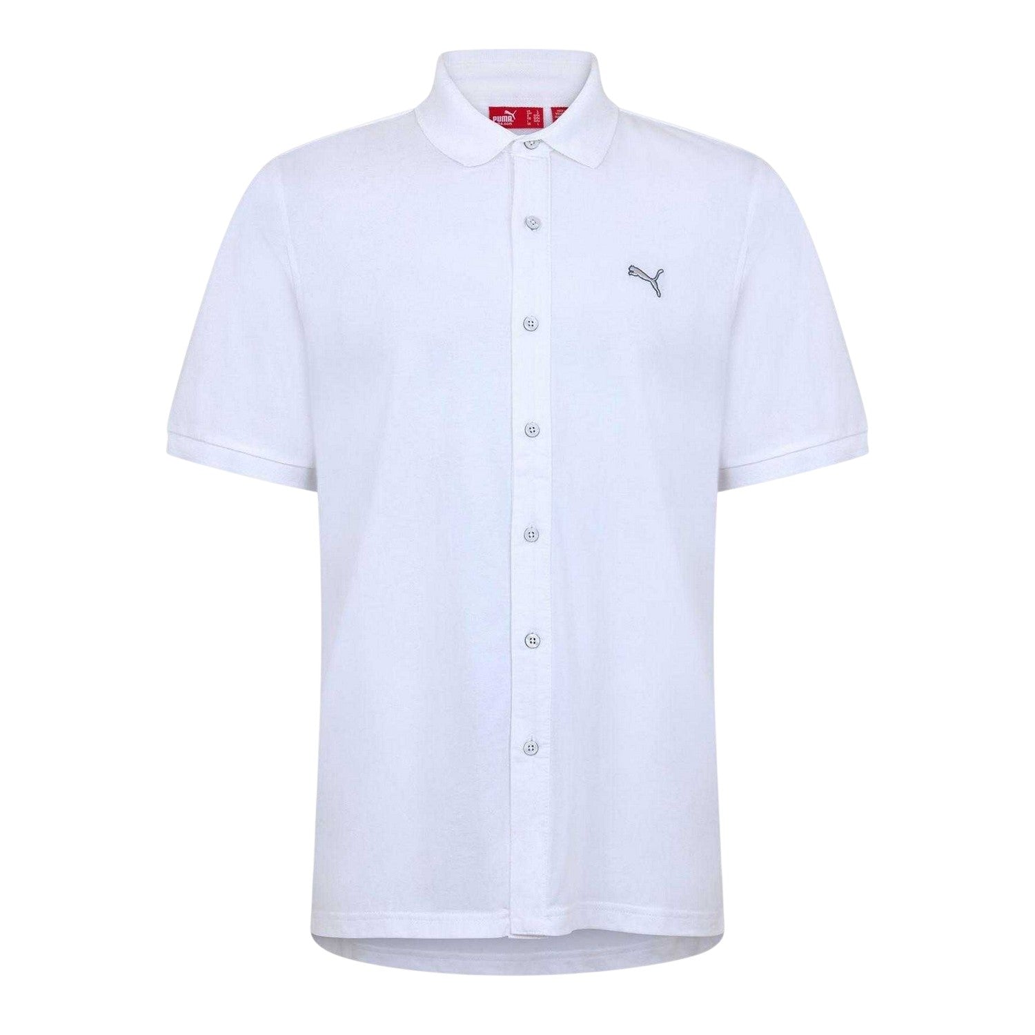 White - Front - Puma Mens Performance Short-Sleeved Button-Down Shirt