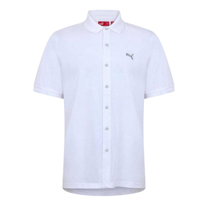 White - Front - Puma Mens Performance Short-Sleeved Button-Down Shirt