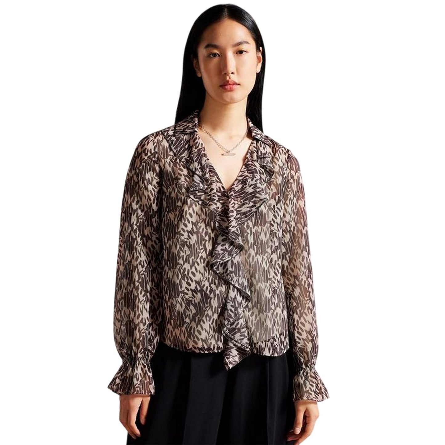 Nude Pink - Front - Ted Baker Womens-Ladies Bertei V Neck Relaxed Fit Blouse