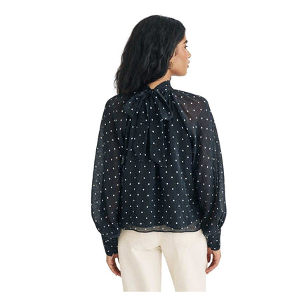 Black - Back - Nobody´s Child Womens-Ladies Polka Dot High-Neck Relaxed Fit Blouse