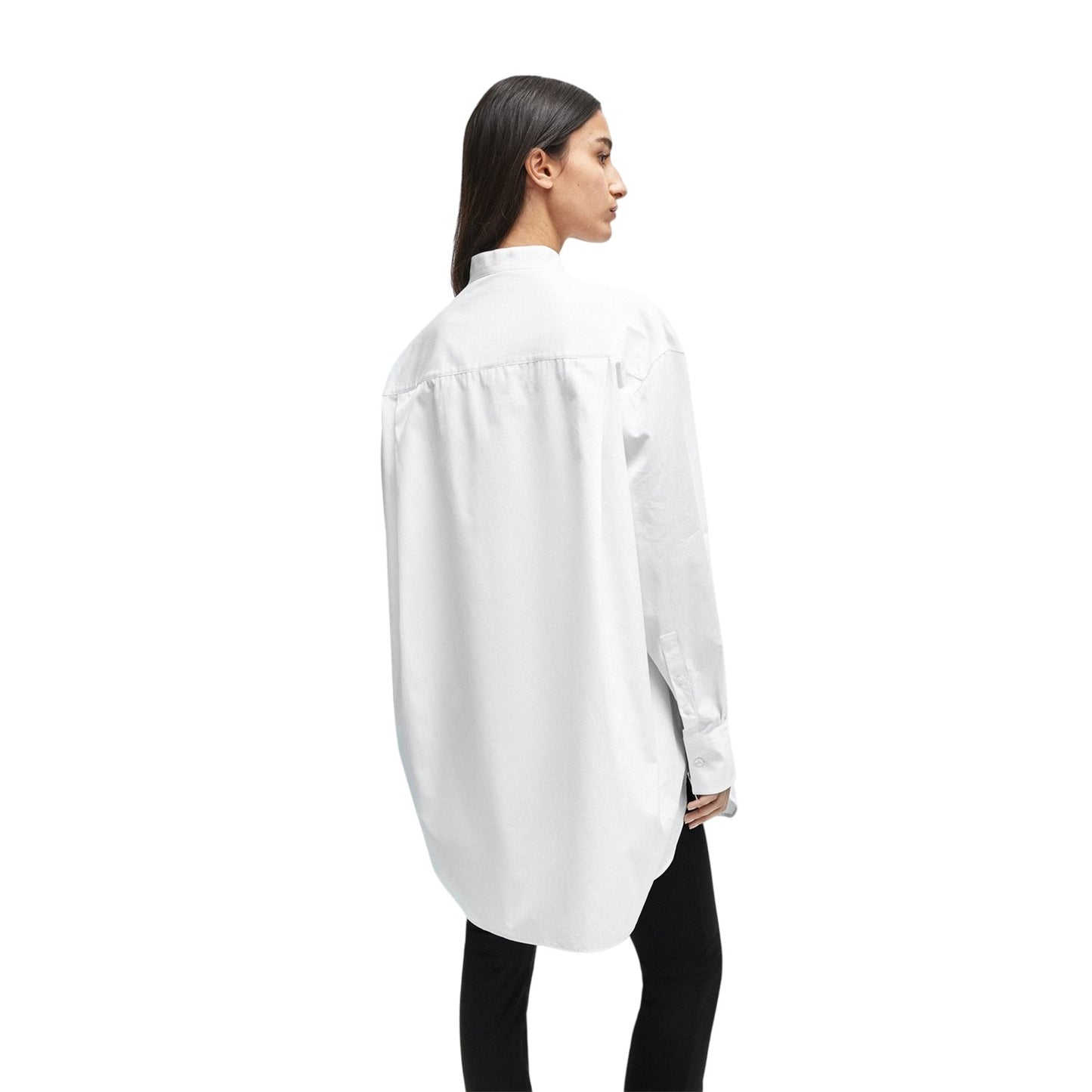 White - Back - Boss Womens-Ladies High-Neck Relaxed Fit Long-Sleeved Blouse