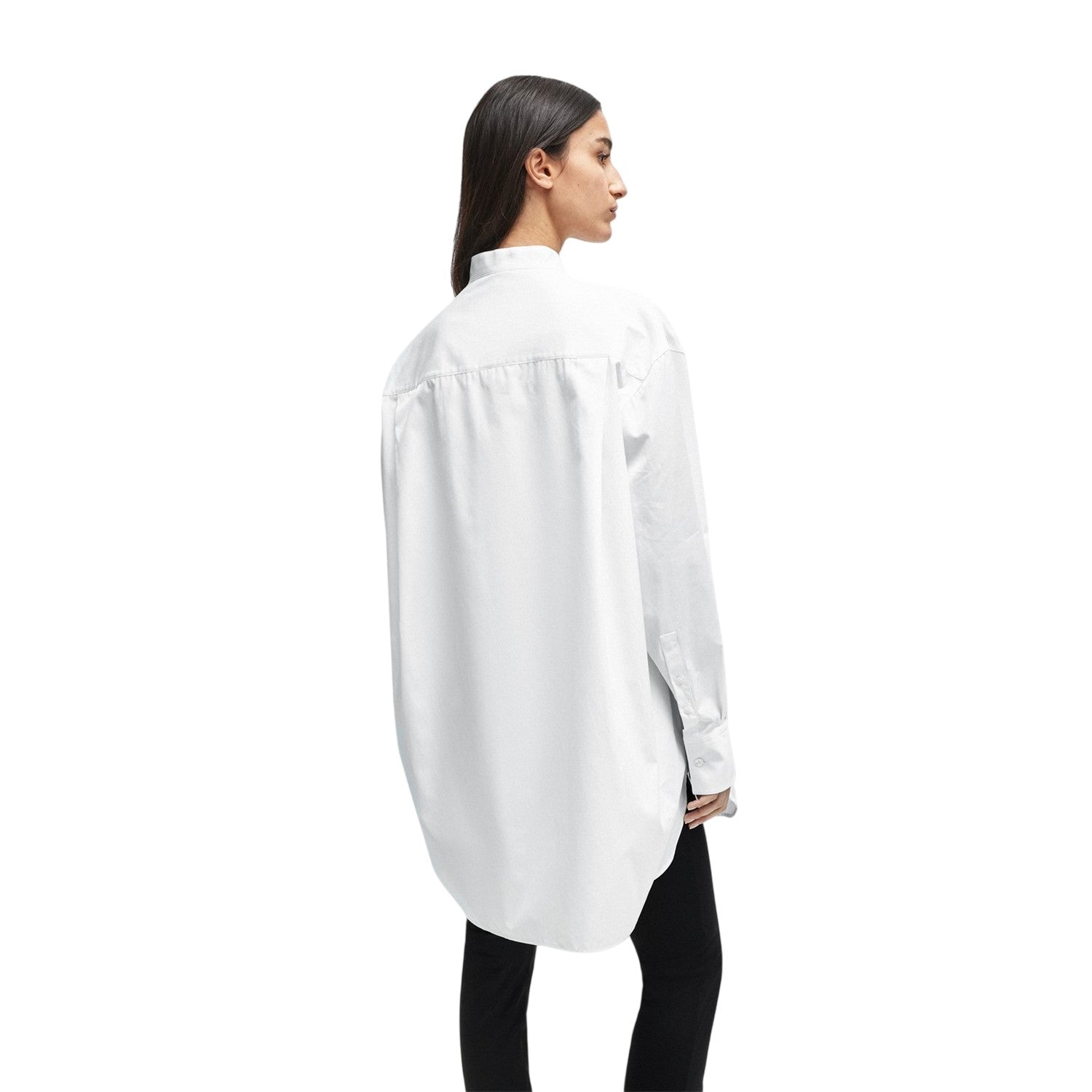 White - Back - Boss Womens-Ladies High-Neck Relaxed Fit Long-Sleeved Blouse