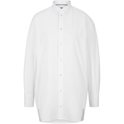 White - Front - Boss Womens-Ladies High-Neck Relaxed Fit Long-Sleeved Blouse