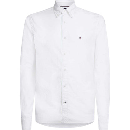 White - Front - Tommy Hilfiger Mens Core 1985 Oxford Long-Sleeved Button-Down Shirt
