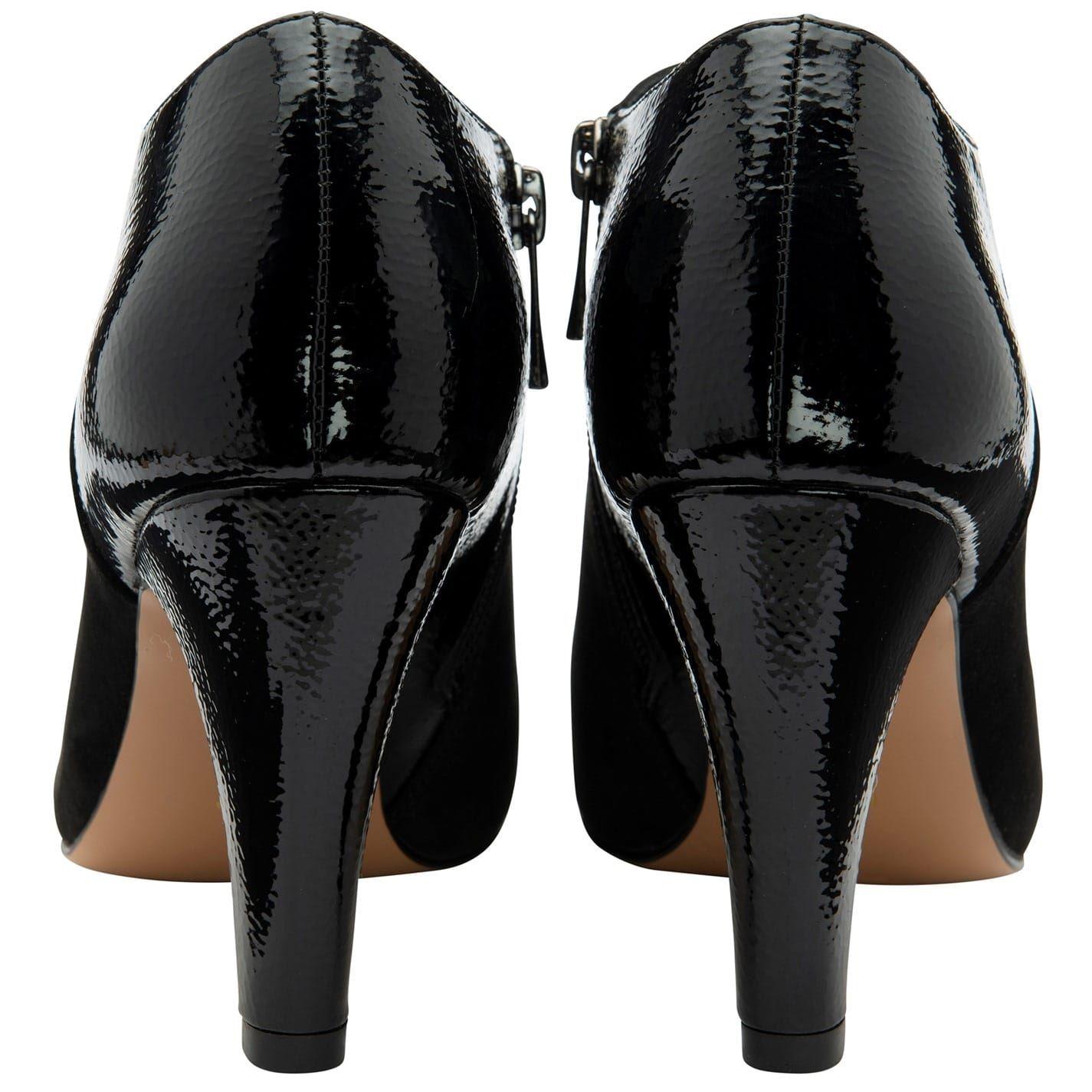 Black Patent - Back - Lotus Shoes Womens-Ladies Lotus Patent Leather Ankle Boots