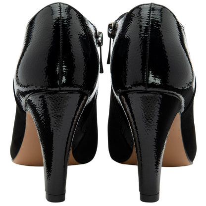 Black Patent - Back - Lotus Shoes Womens-Ladies Lotus Patent Leather Ankle Boots