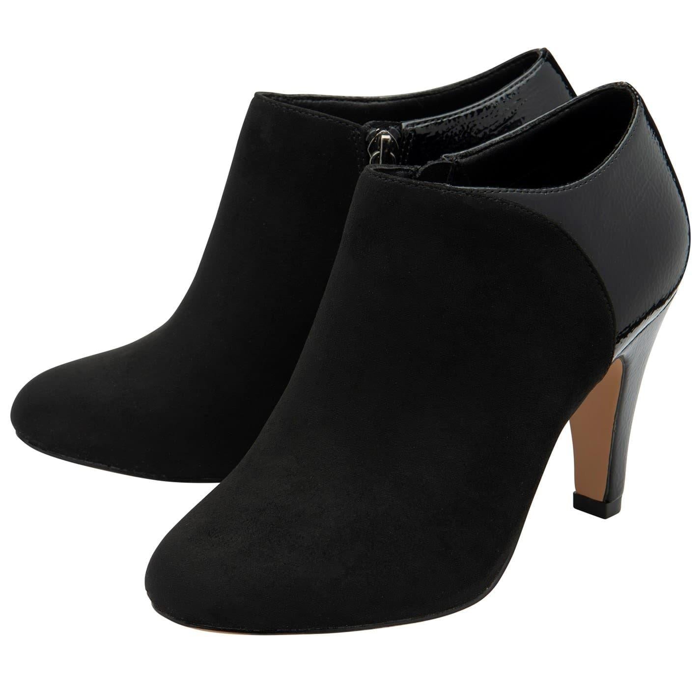 Black Patent - Side - Lotus Shoes Womens-Ladies Lotus Patent Leather Ankle Boots
