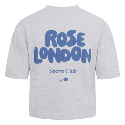 Grey Marl - Back - Rose London Girls Sports Club Crop T-Shirt
