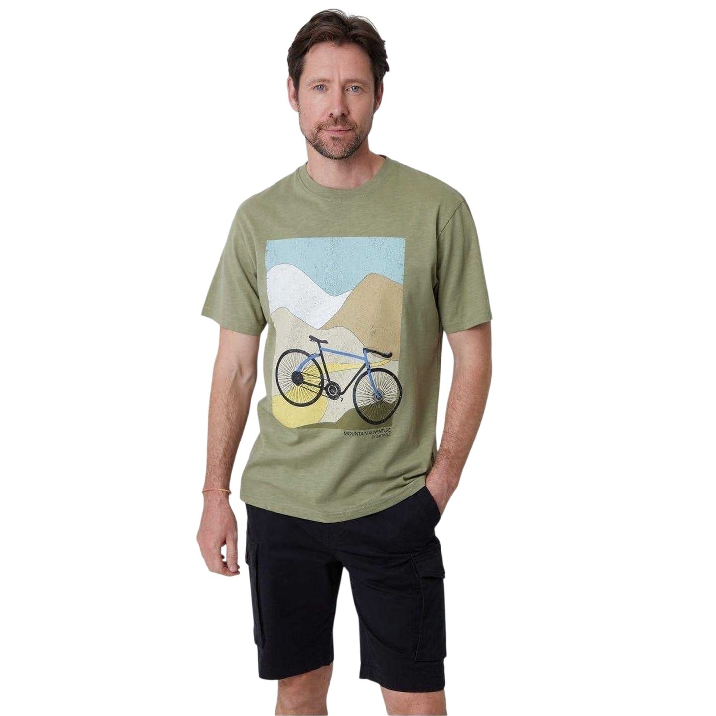 Sage - Front - Saltwell Mens Gldhanger Graphic T-Shirt