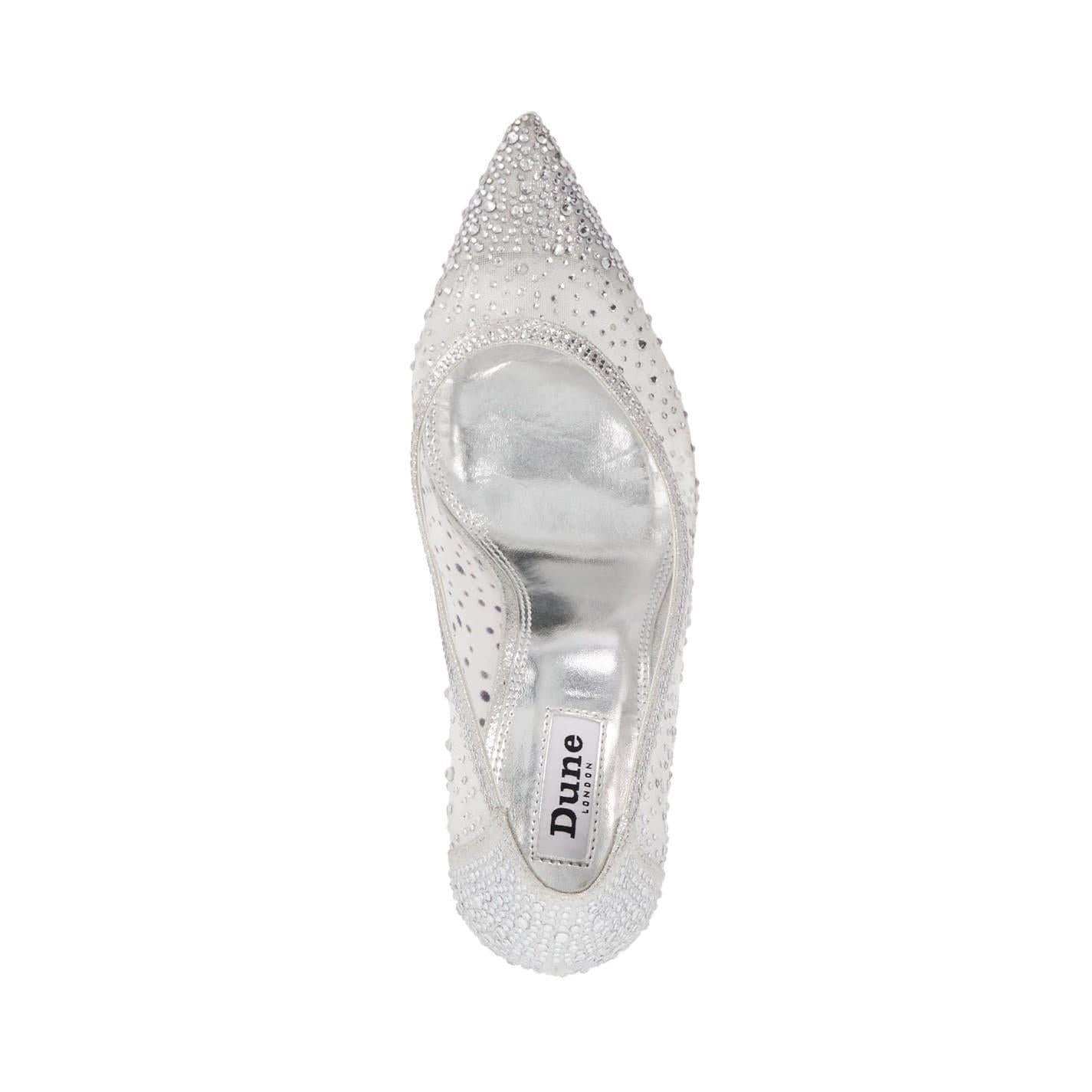 Silver - Side - Dune London Womens-Ladies Brightest Stiletto Heel Court Shoes