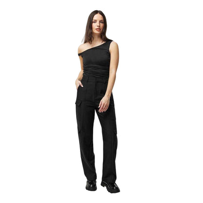 Black - Lifestyle - Jack Wills Womens-Ladies Fitted One Shoulder Top