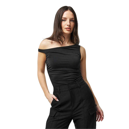 Black - Front - Jack Wills Womens-Ladies Fitted One Shoulder Top