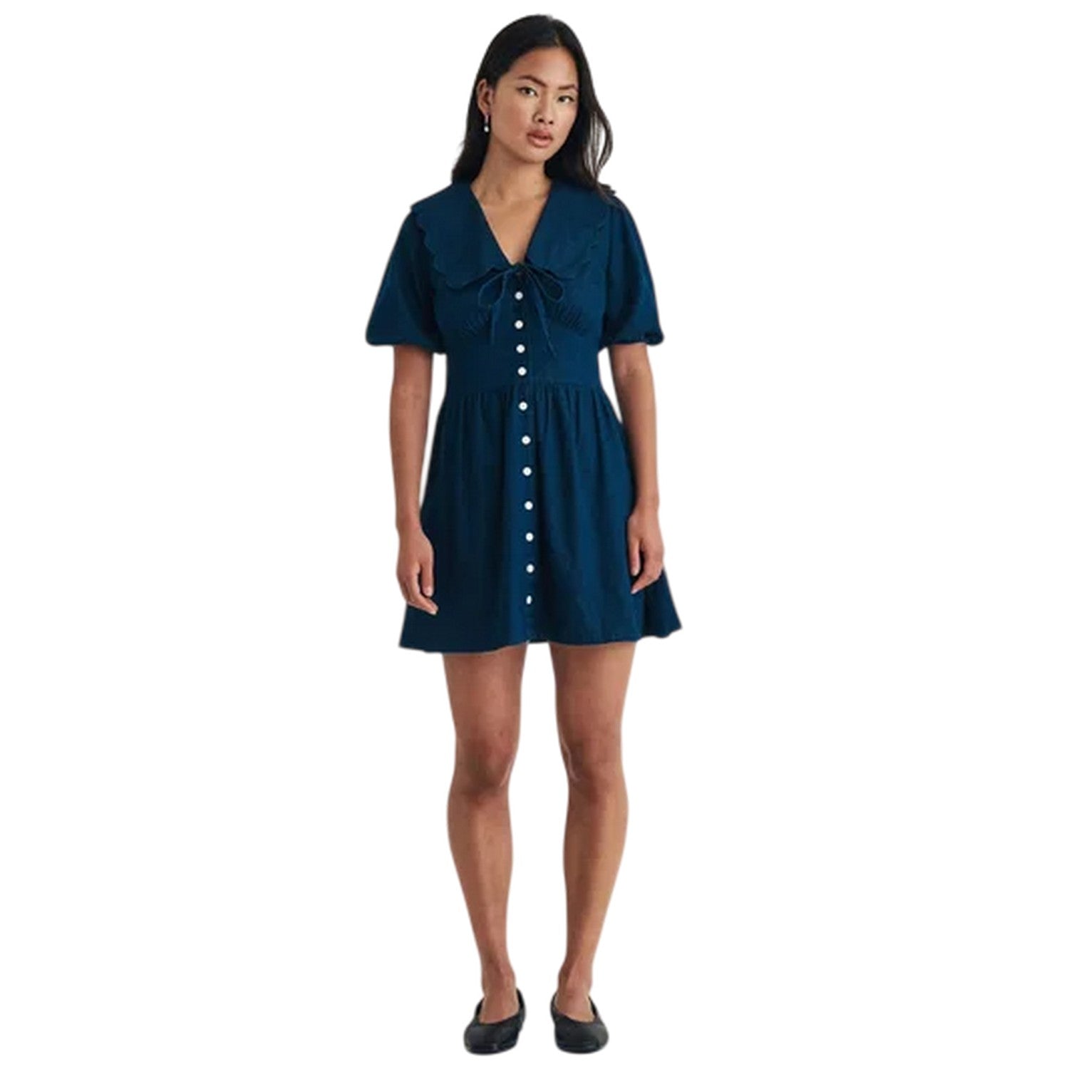 Blue - Side - Nobody´s Child Womens-Ladies Denim Puff Sleeve Mini Dress