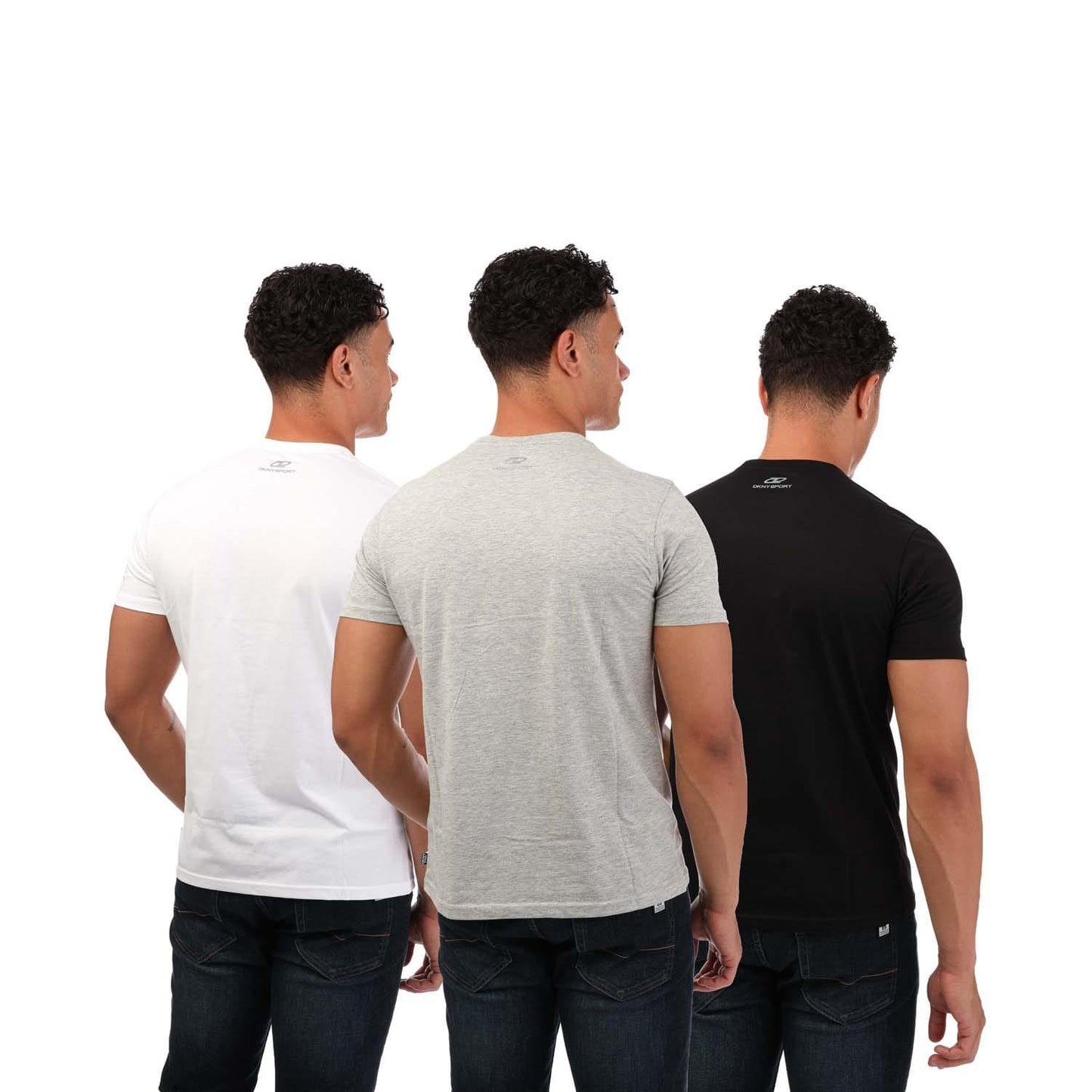 Black-Grey-White - Back - DKNY Mens Embroidered Logo T-Shirt (Pack of 3)