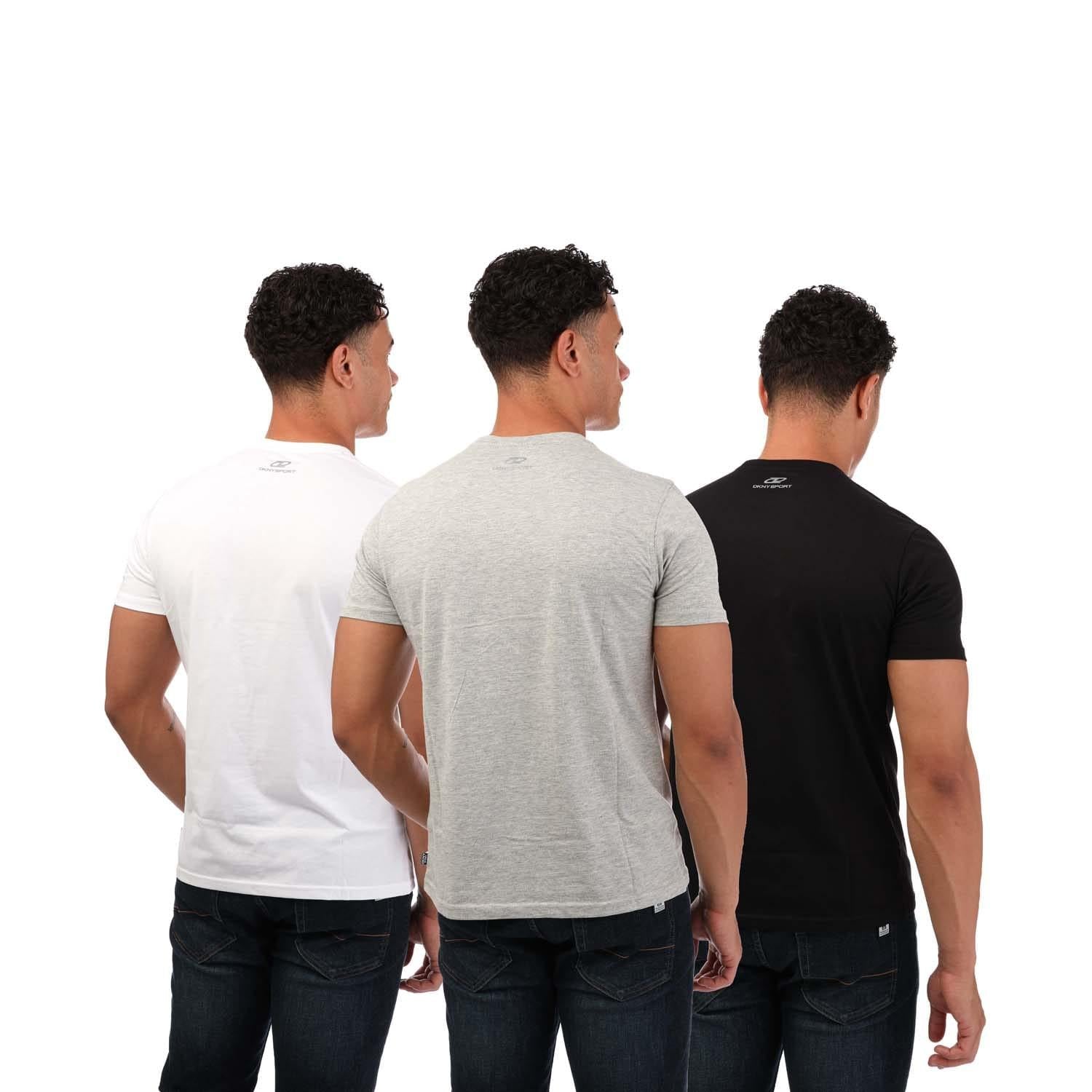Black-Grey-White - Back - DKNY Mens Embroidered Logo T-Shirt (Pack of 3)