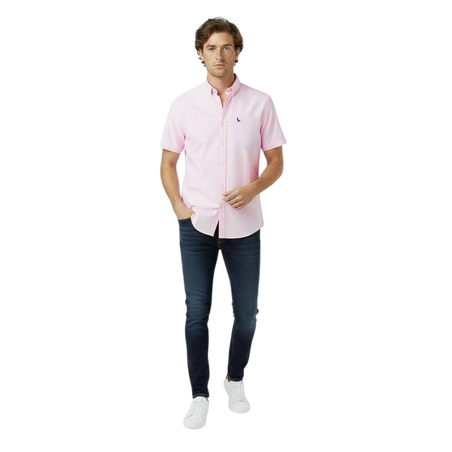 Pink - Side - Jack Wills Mens Stableton Classic Oxford Button-Down Shirt
