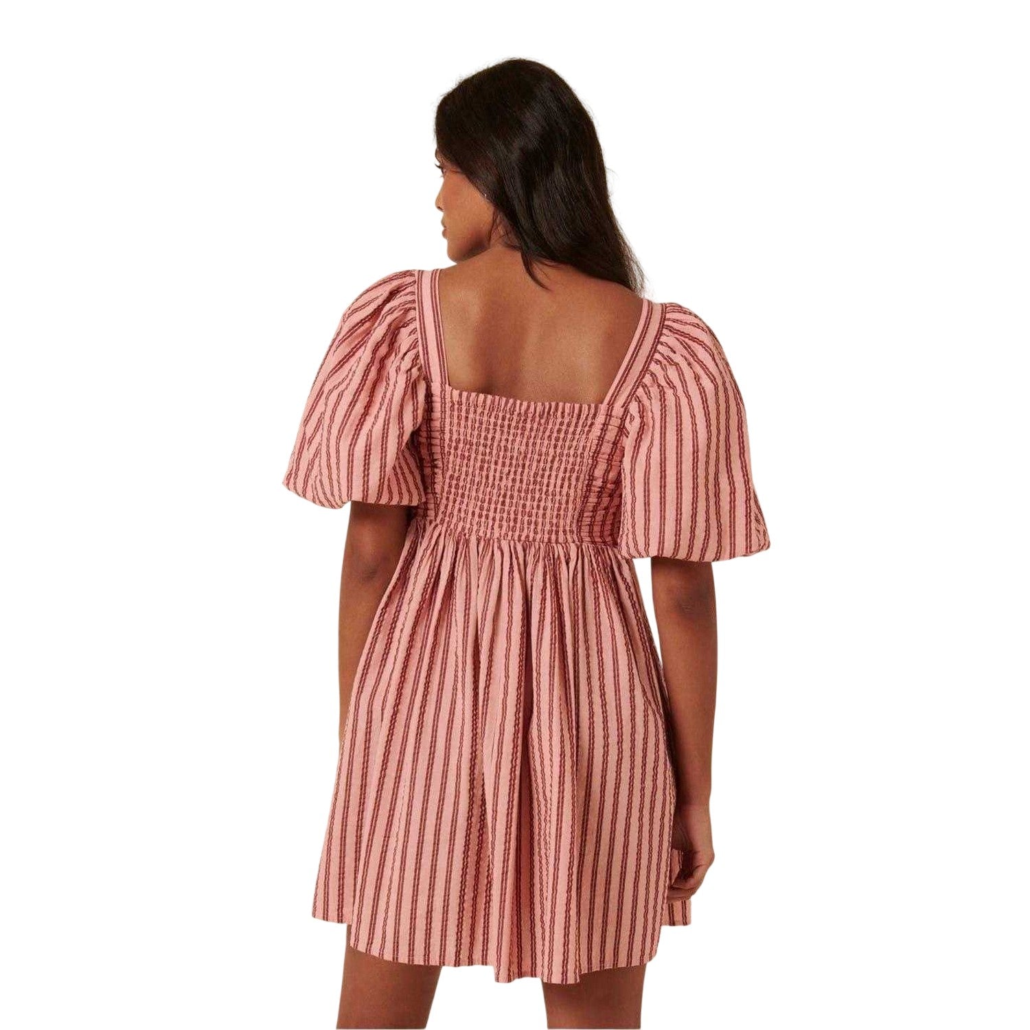 Pink - Back - Nobody´s Child Womens-Ladies Nova Striped Square Neck Mini Dress