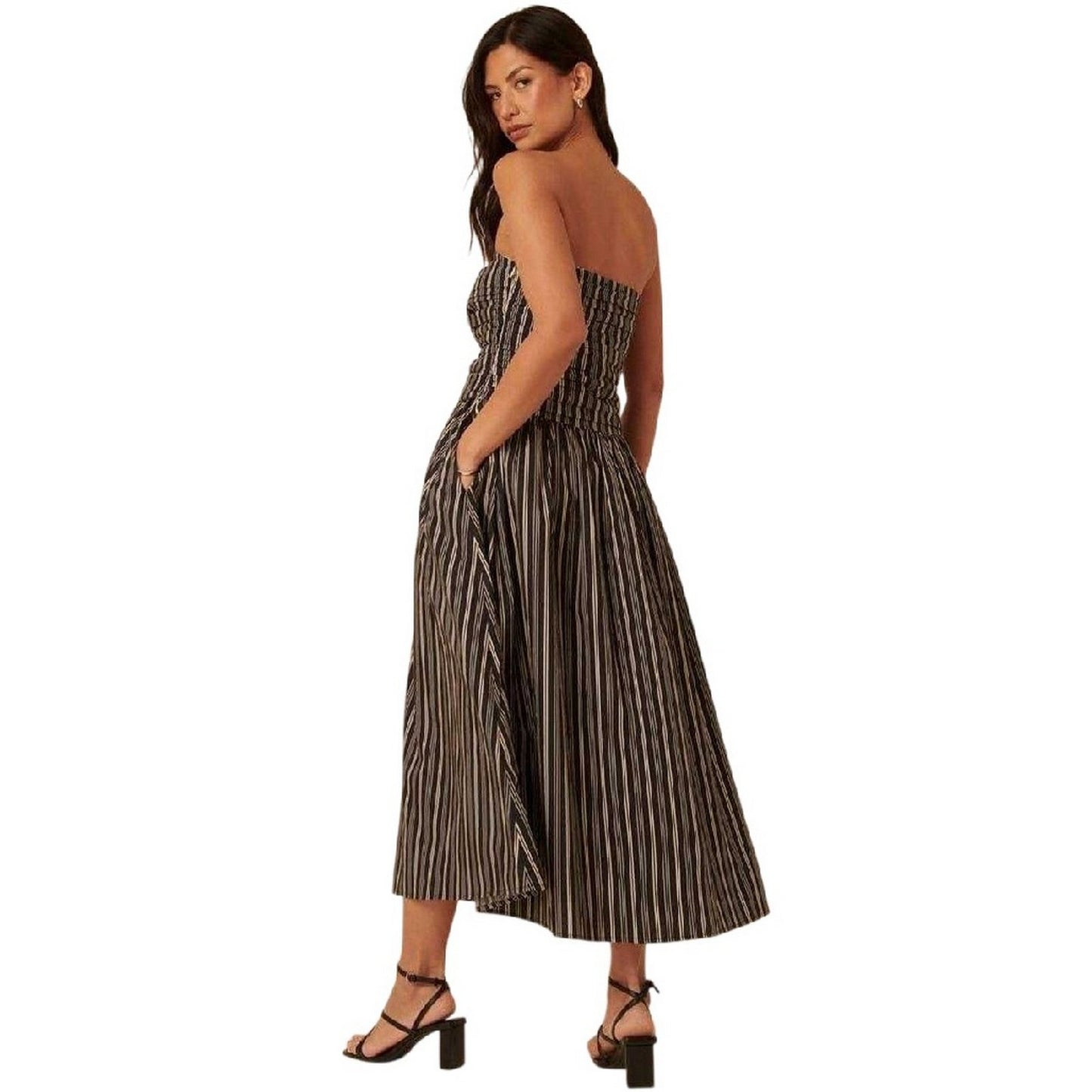Navy-White - Back - Nobody´s Child Womens-Ladies Felicity Sleeveless Midi Dress