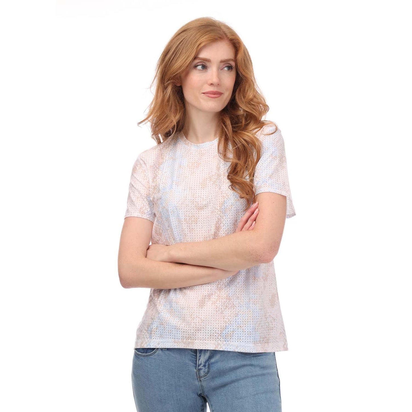 White - Side - Adidas Womens-Ladies Fast All-Over Print T-Shirt