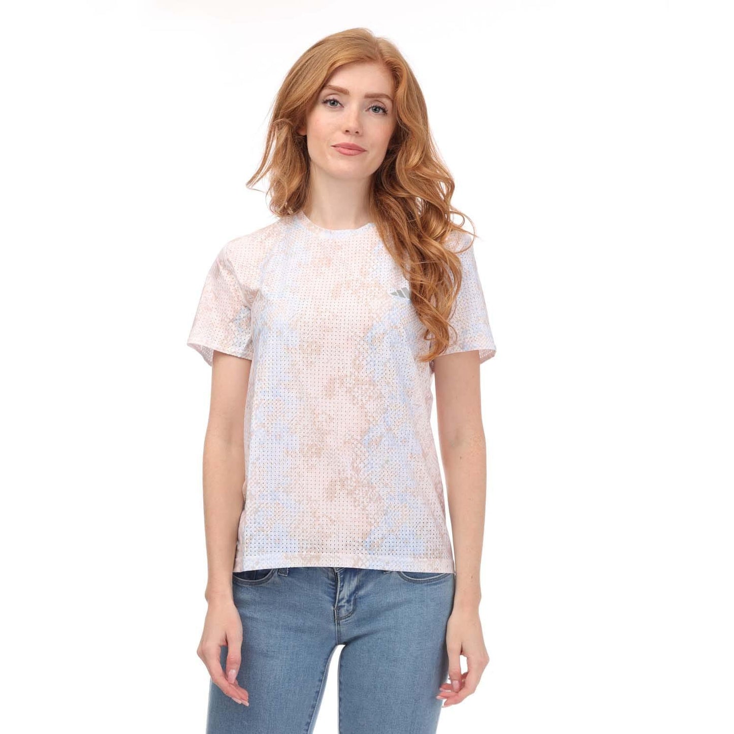 White - Front - Adidas Womens-Ladies Fast All-Over Print T-Shirt