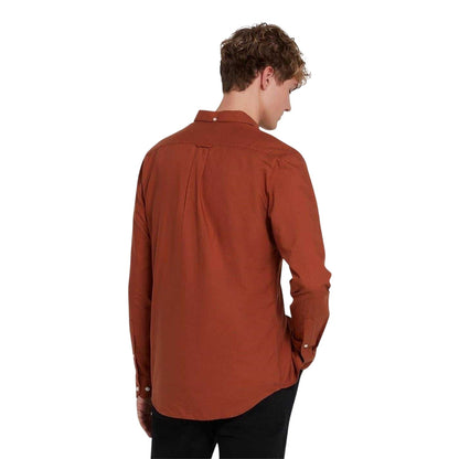 Teak - Back - Farah Mens Vintage Oxford Long-Sleeved Button-Down Shirt