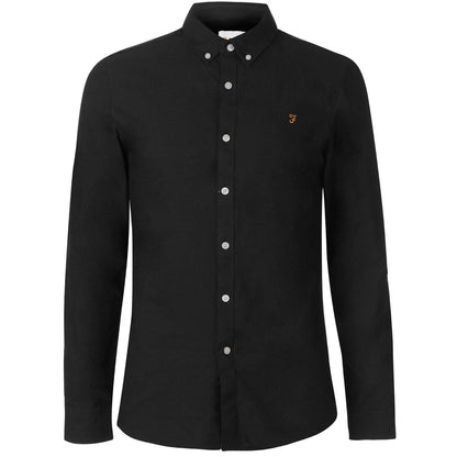 Black-Yellow - Front - Farah Mens Vintage Oxford Long-Sleeved Button-Down Shirt
